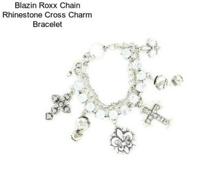 Blazin Roxx Chain Rhinestone Cross Charm Bracelet