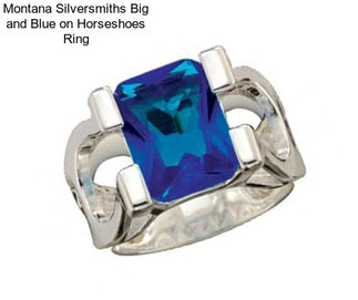 Montana Silversmiths Big and Blue on Horseshoes Ring