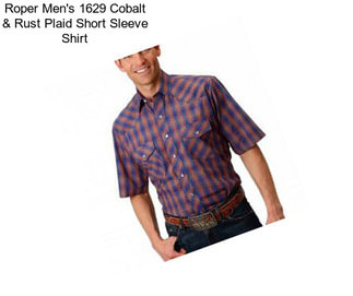 Roper Men\'s 1629 Cobalt & Rust Plaid Short Sleeve Shirt