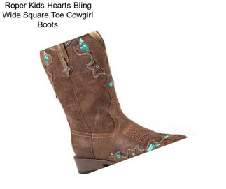 Roper Kids Hearts Bling Wide Square Toe Cowgirl Boots