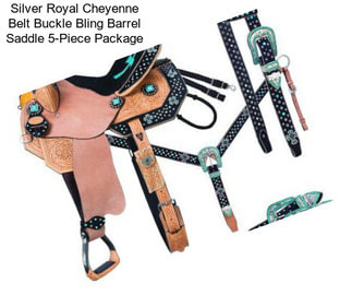 Silver Royal Cheyenne Belt Buckle Bling Barrel Saddle 5-Piece Package