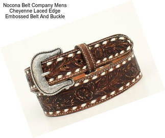 Nocona Belt Company Mens Cheyenne Laced Edge Embossed Belt And Buckle