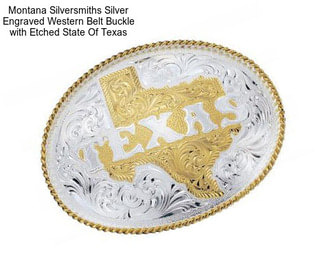 Montana Silversmiths Silver Engraved Western Belt Buckle with Etched State Of Texas