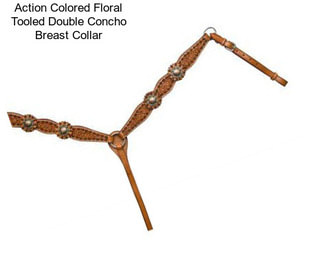 Action Colored Floral Tooled Double Concho Breast Collar