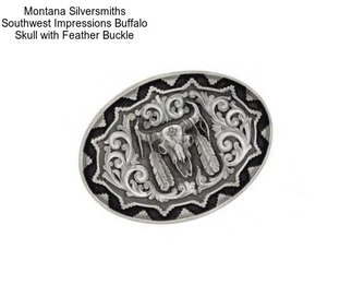 Montana Silversmiths Southwest Impressions Buffalo Skull with Feather Buckle