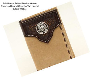 Ariat Mens Trifold Basketweave Emboss Round Concho Tab Laced Edge Wallet