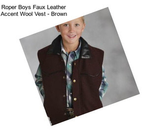 Roper Boys Faux Leather Accent Wool Vest - Brown