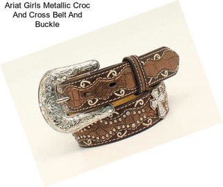 Ariat Girls Metallic Croc And Cross Belt And Buckle