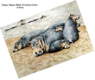 Happy Hippos Blank Greeting Cards - 6 Pack