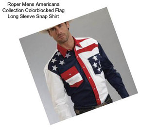 Roper Mens Americana Collection Colorblocked Flag Long Sleeve Snap Shirt