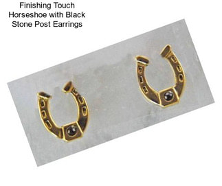 Finishing Touch Horseshoe with Black Stone Post Earrings