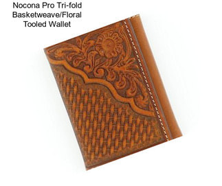 Nocona Pro Tri-fold Basketweave/Floral Tooled Wallet