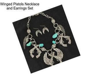 Winged Pistols Necklace and Earrings Set