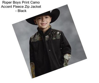 Roper Boys Print Camo Accent Fleece Zip Jacket - Black