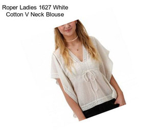 Roper Ladies 1627 White Cotton V Neck Blouse