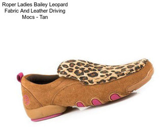 Roper Ladies Bailey Leopard Fabric And Leather Driving Mocs - Tan