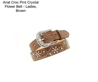 Ariat Croc Prnt Crystal Flower Belt - Ladies, Brown