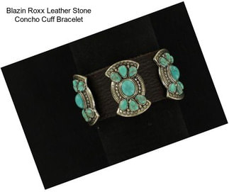 Blazin Roxx Leather Stone Concho Cuff Bracelet