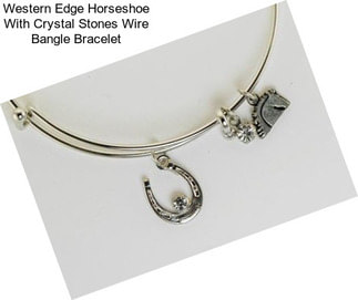 Western Edge Horseshoe With Crystal Stones Wire Bangle Bracelet
