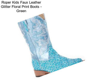 Roper Kids Faux Leather Glitter Floral Print Boots - Green