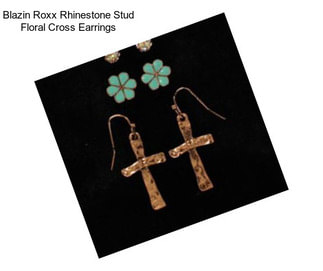 Blazin Roxx Rhinestone Stud Floral Cross Earrings