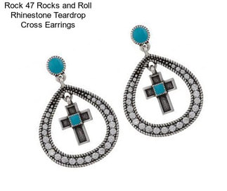 Rock 47 Rocks and Roll Rhinestone Teardrop Cross Earrings