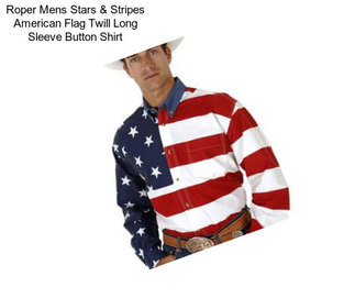 Roper Mens Stars & Stripes American Flag Twill Long Sleeve Button Shirt