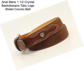 Ariat Mens 1 1/2 Crystal Basketweave Tabs Logo Shield Concho Belt