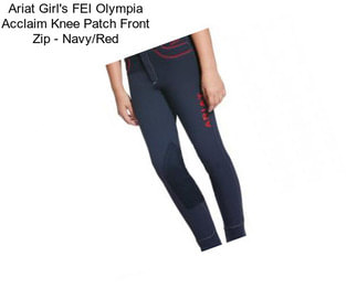 Ariat Girl\'s FEI Olympia Acclaim Knee Patch Front Zip - Navy/Red