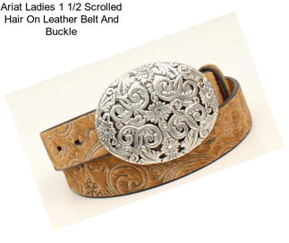 Ariat Ladies 1 1/2 Scrolled Hair On Leather Belt And Buckle