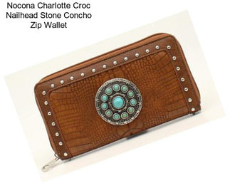 Nocona Charlotte Croc Nailhead Stone Concho Zip Wallet