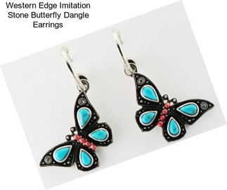Western Edge Imitation Stone Butterfly Dangle Earrings