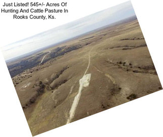 Just Listed! 545+/- Acres Of Hunting And Cattle Pasture In Rooks County, Ks.