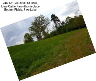 246 Ac: Beautiful Old Barn, Ideal Cattle Farm&homeplace Bottom Fields. 7 Ac Lake