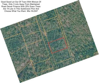 Good Sized Lot Out Of Town With Mixture Of Trees. Only 3 Lots Away From Maintained Road Owner Finance With 25% Down There Are 14 Lots In This Subdivision Pick And Choose What You Want. Mls-18-2347