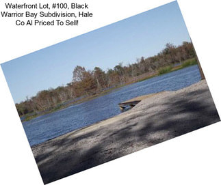 Waterfront Lot, #100, Black Warrior Bay Subdivision, Hale Co Al Priced To Sell!