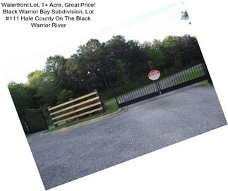 Waterfront Lot, 1+ Acre, Great Price! Black Warrior Bay Subdivision, Lot #111 Hale County On The Black Warrior River