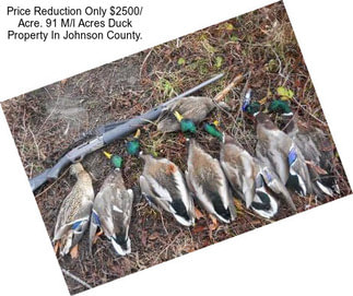 Price Reduction Only $2500/ Acre. 91 M/l Acres Duck Property In Johnson County.