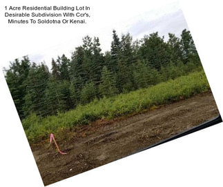 1 Acre Residential Building Lot In Desirable Subdivision With Ccr\'s, Minutes To Soldotna Or Kenai.