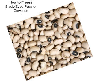 How to Freeze Black-Eyed Peas or Cowpeas