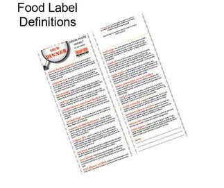 Food Label Definitions