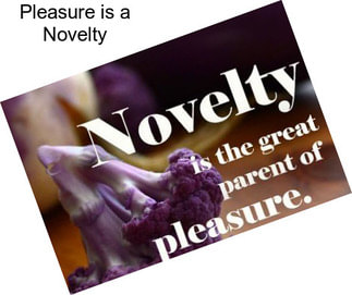 Pleasure is a Novelty