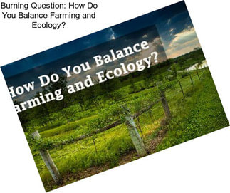 Burning Question: How Do You Balance Farming and Ecology?