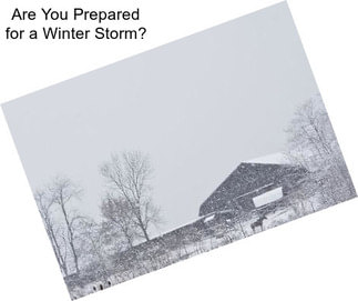Are You Prepared for a Winter Storm?