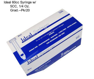 Ideal 60cc Syringe w/ 5CC, 1/4 Oz. Grad.--Pk/20