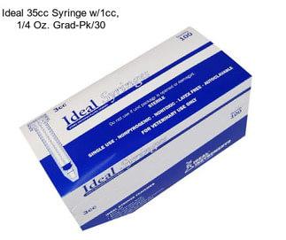 Ideal 35cc Syringe w/1cc, 1/4 Oz. Grad-Pk/30